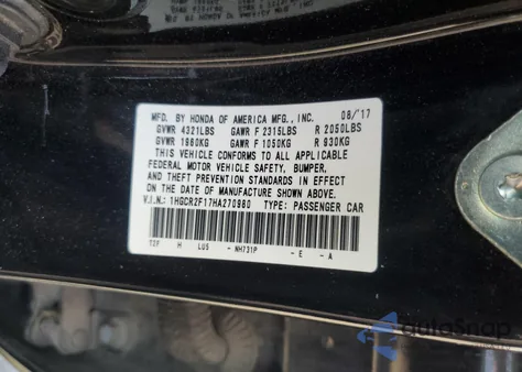 2017 Honda Accord Sport Special Edition from USA, damaged, VIN 1HGCR2F17HA270980